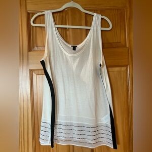 J. Crew Women's White and Black Sleeveless Top